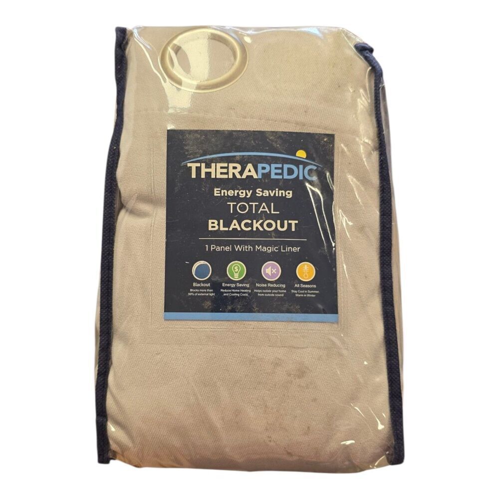 Therapedic Gray Nantes Total Blackout Curtain Panel 52x95
